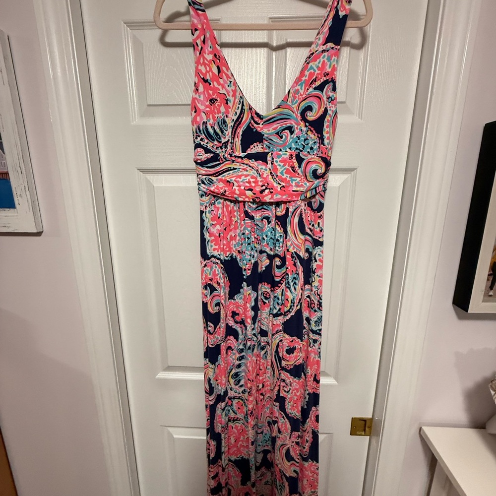 Lilly Pulitzer Pink Sleeveless V-Neck Maxi Sundress